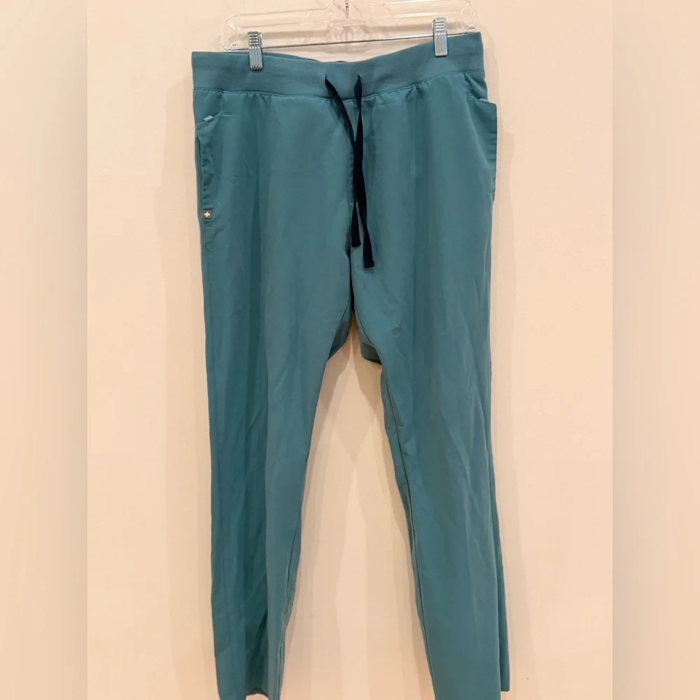 FIGS Technical Collection Scrub Pants Large‎ Teal Straight Leg Drawstring